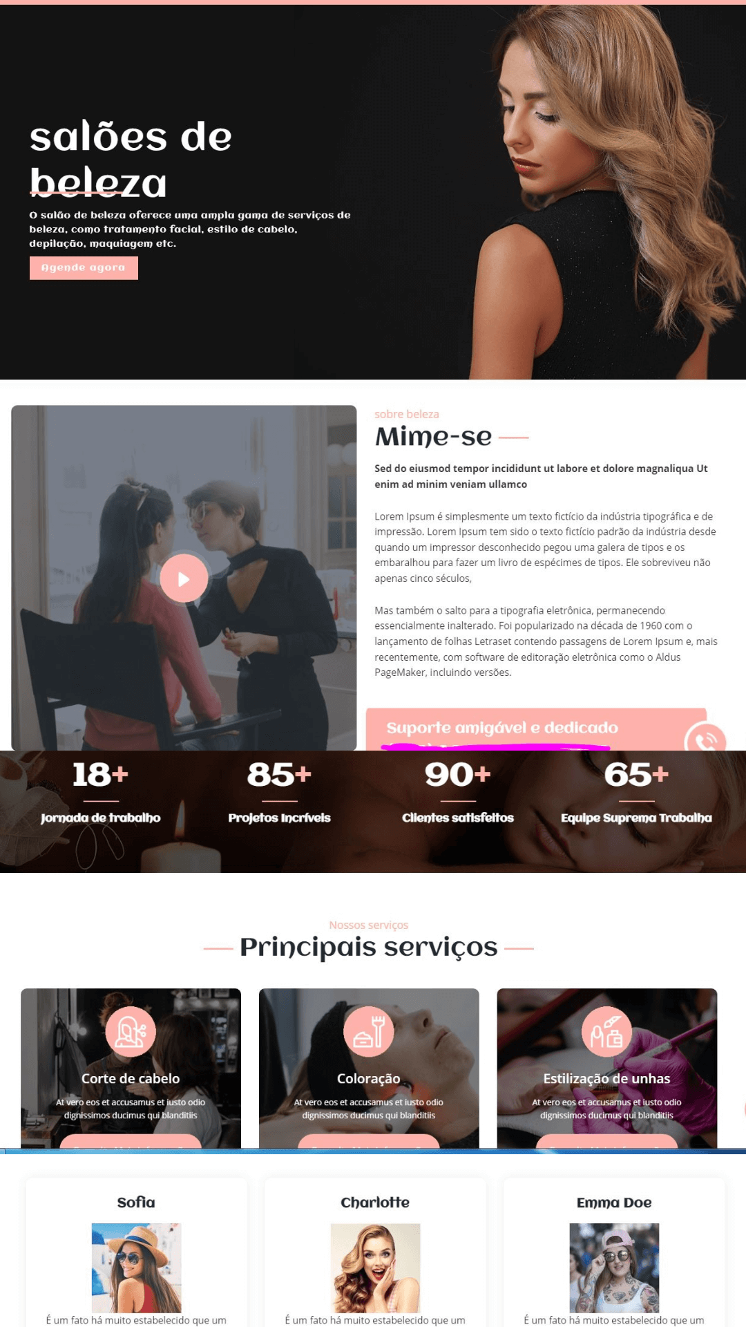Sites para salão de beleza