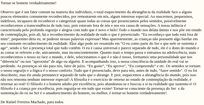 O Retorno ao Real!