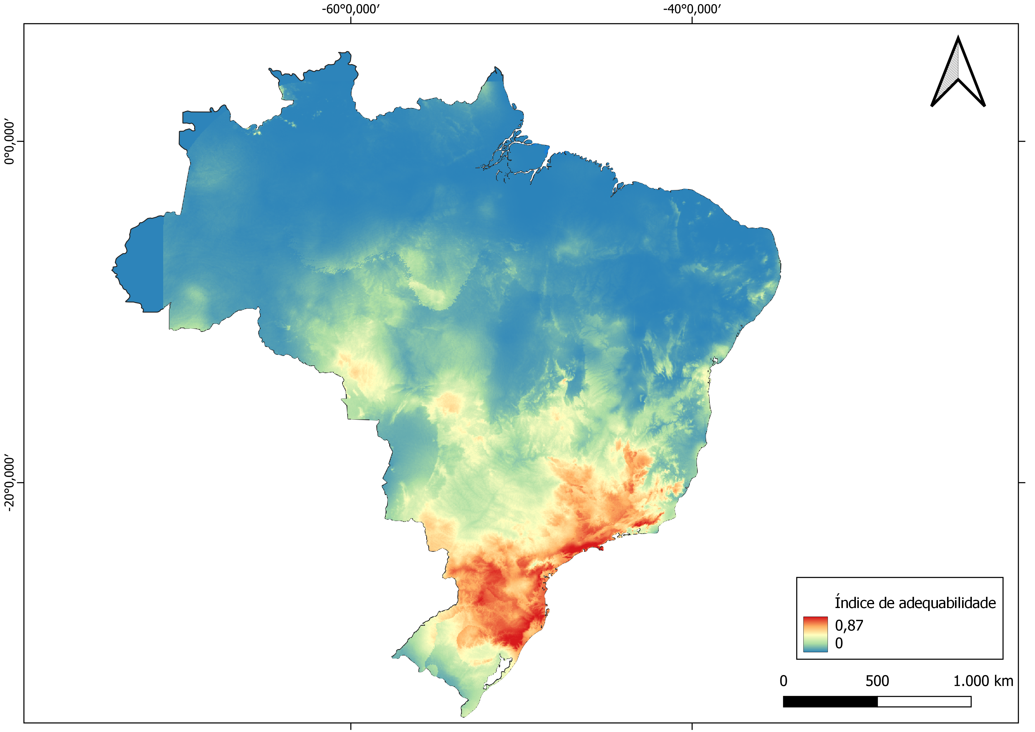 Mapa de adequabilidade Ambiental Cypseloides senex