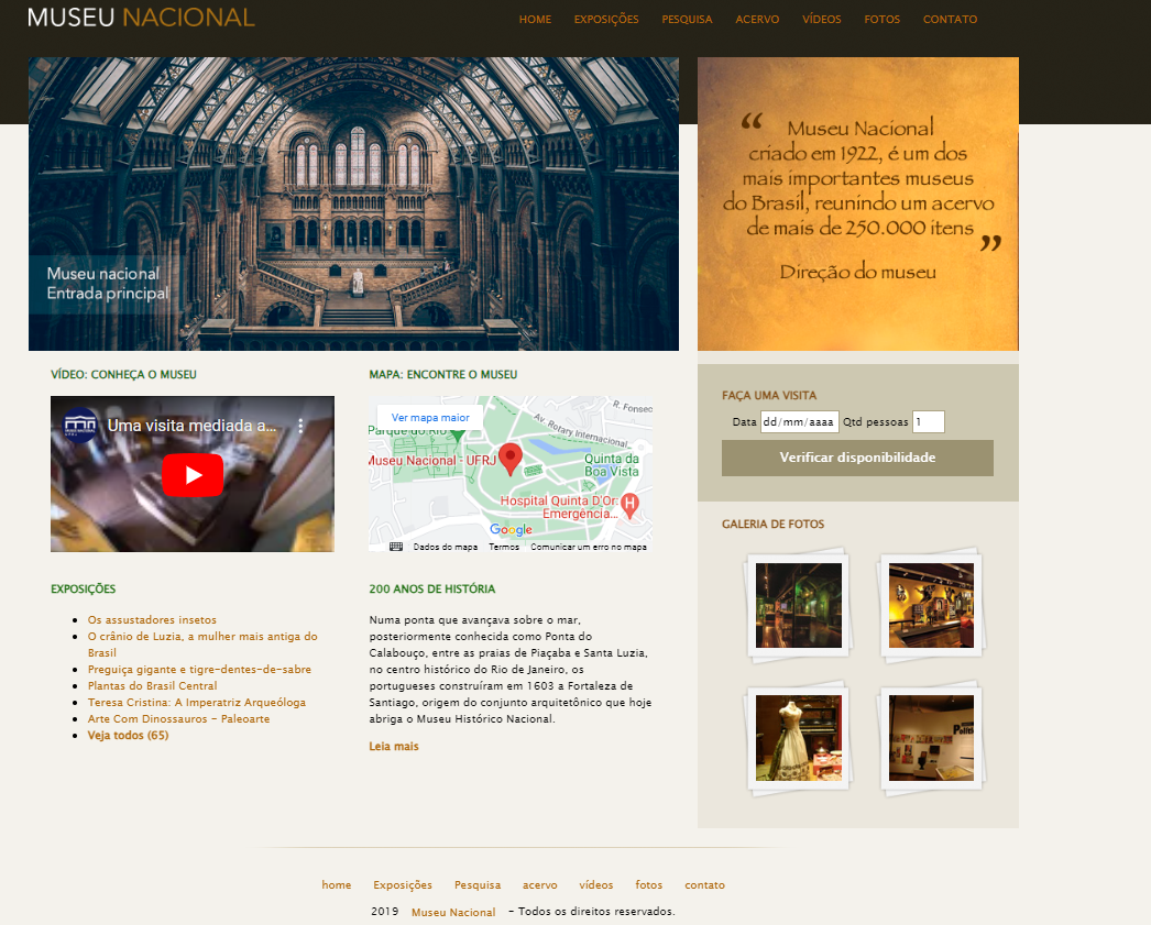 landing pages Museu nascional