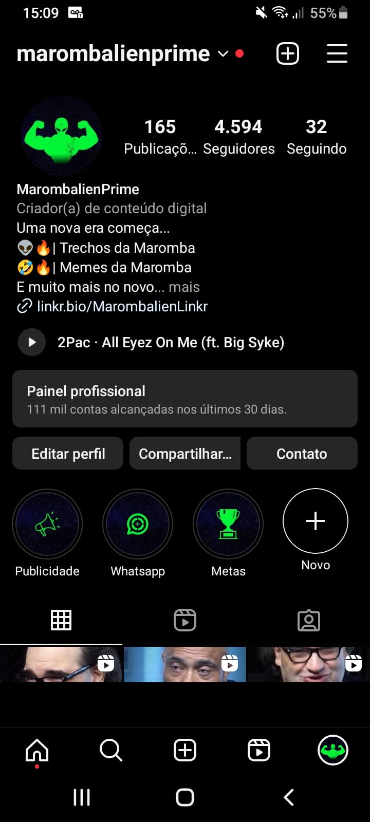 Crescimento de página de um Cliente