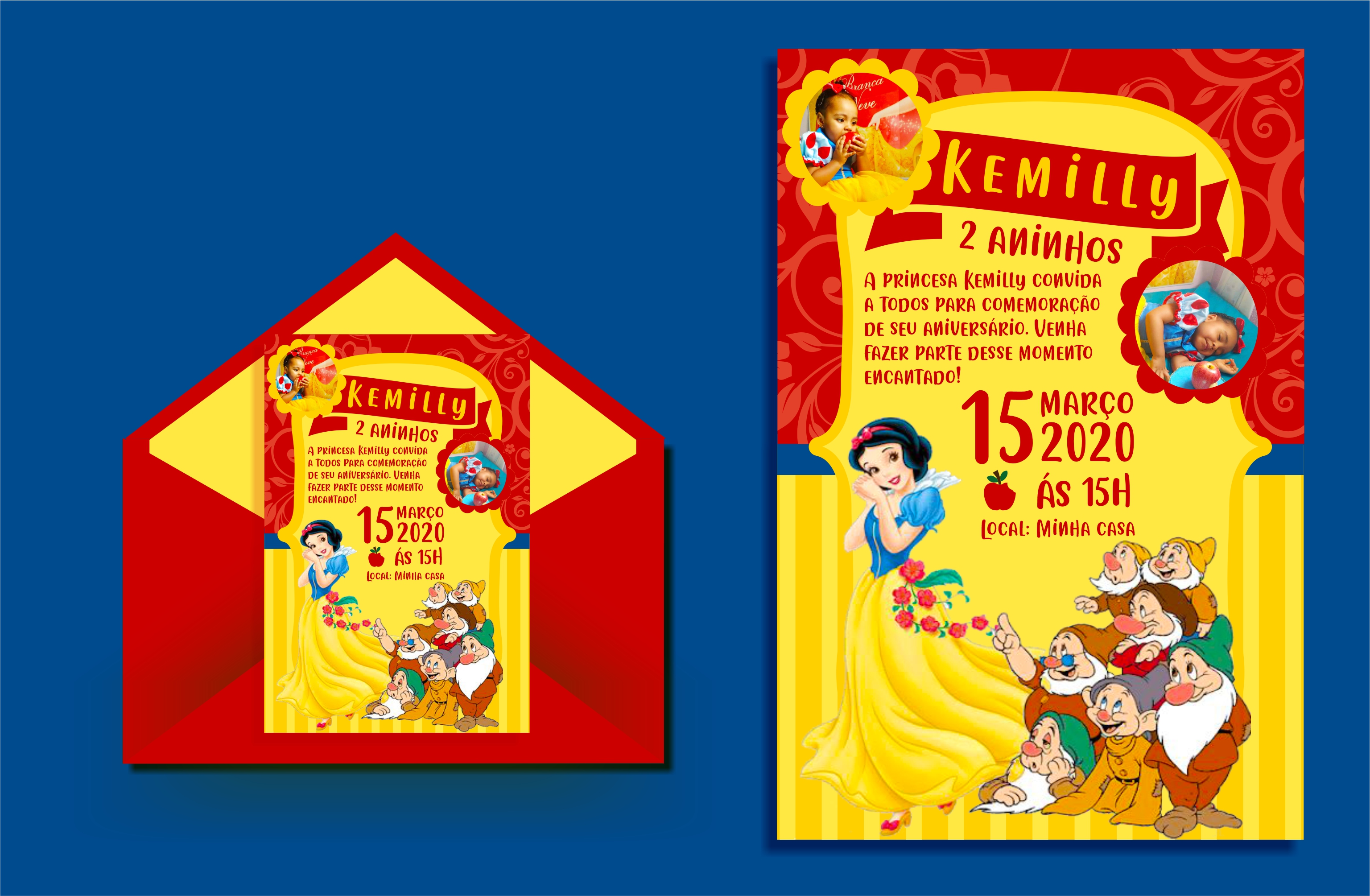 Convite de Aniversário Branca de Neve