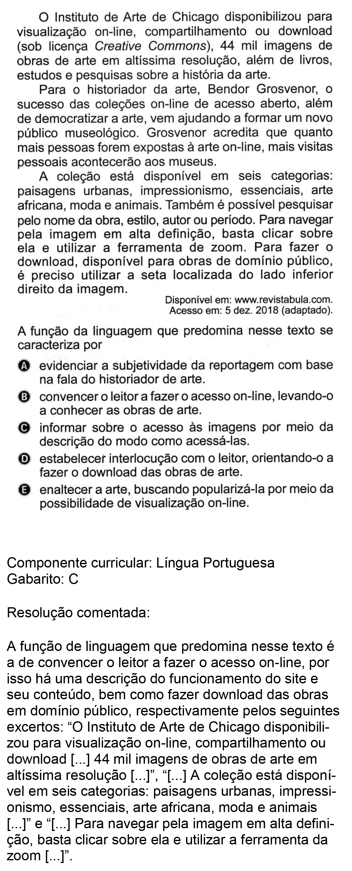 Resolução da questão 0RED: PROVA AZUL do ENEM 2020.
