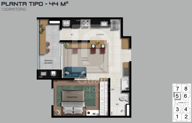 Apartamento, 1 quarto, 44 m² - Foto 40