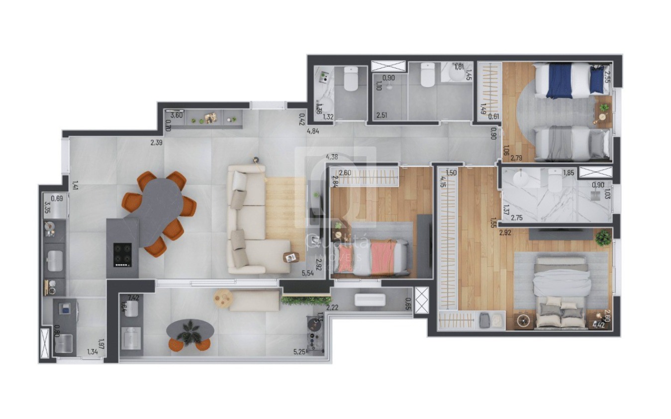 Apartamento, 3 quartos, 98 m² - Foto 2