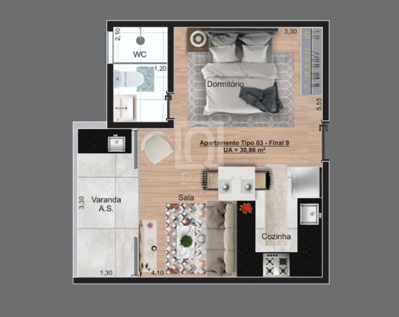 Flat/Apart Hotel à venda com 1 quarto, 30m² - Foto 3