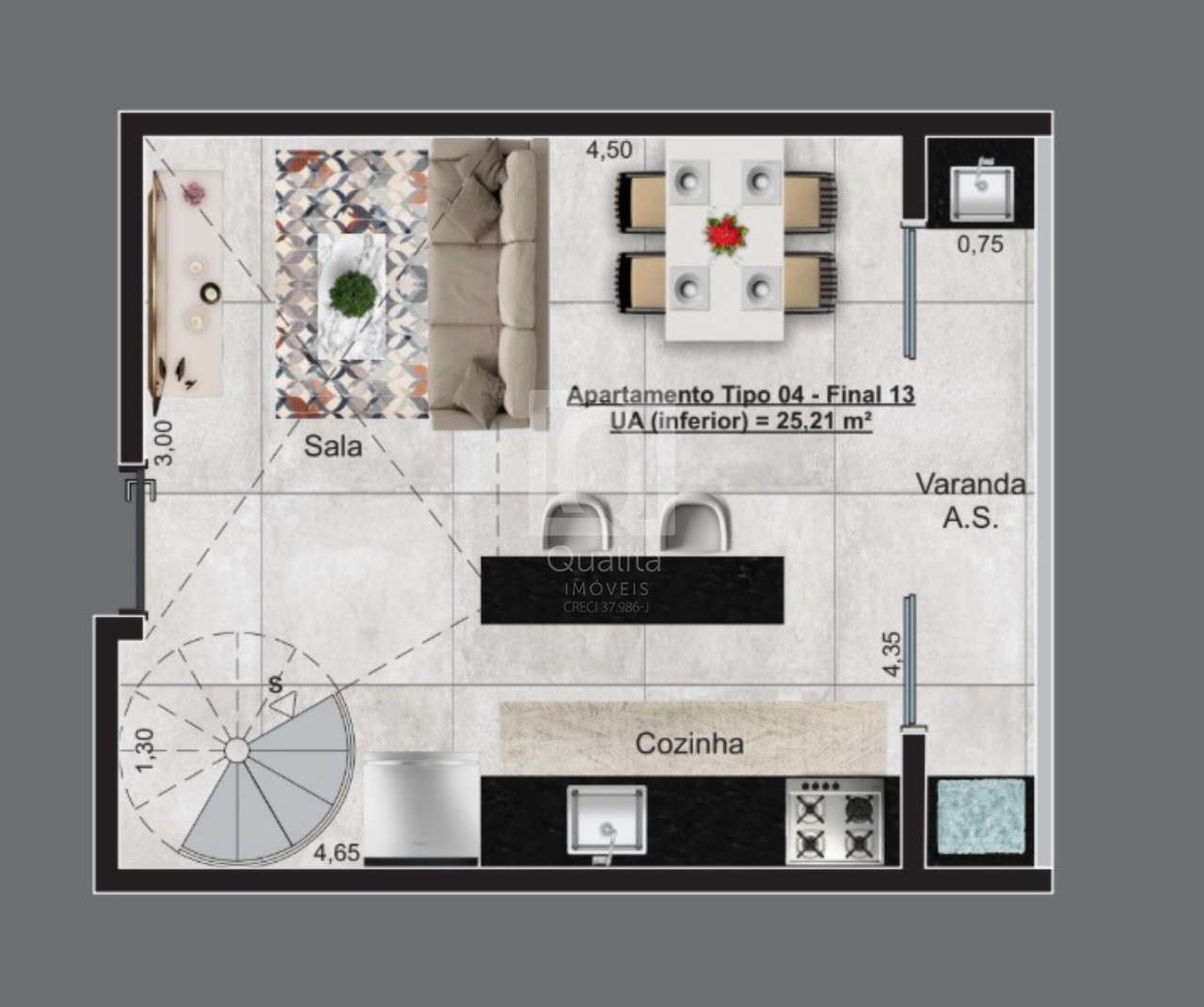 Apartamento à venda com 1 quarto, 40m² - Foto 3