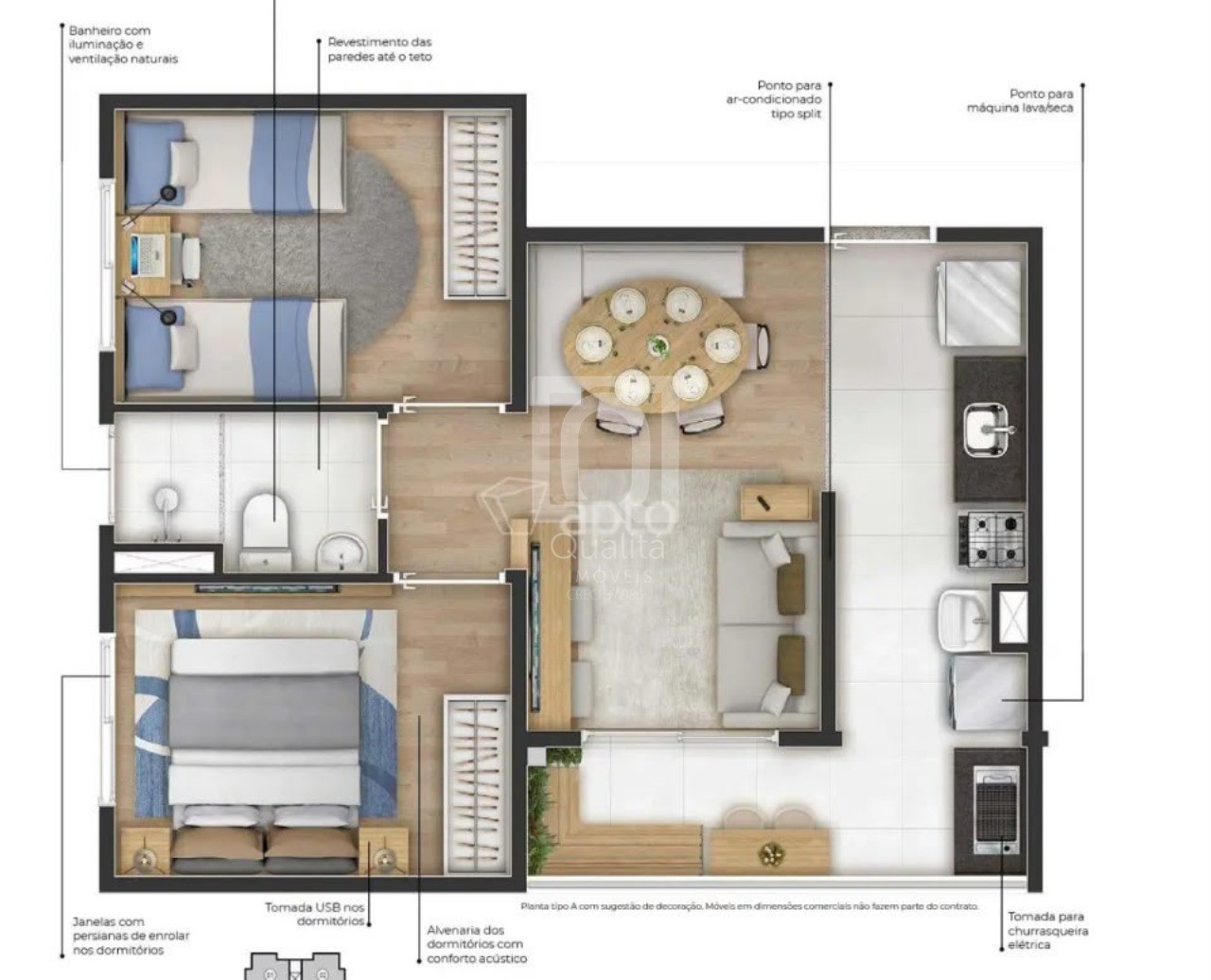 Apartamento, 2 quartos, 46 m² - Foto 2