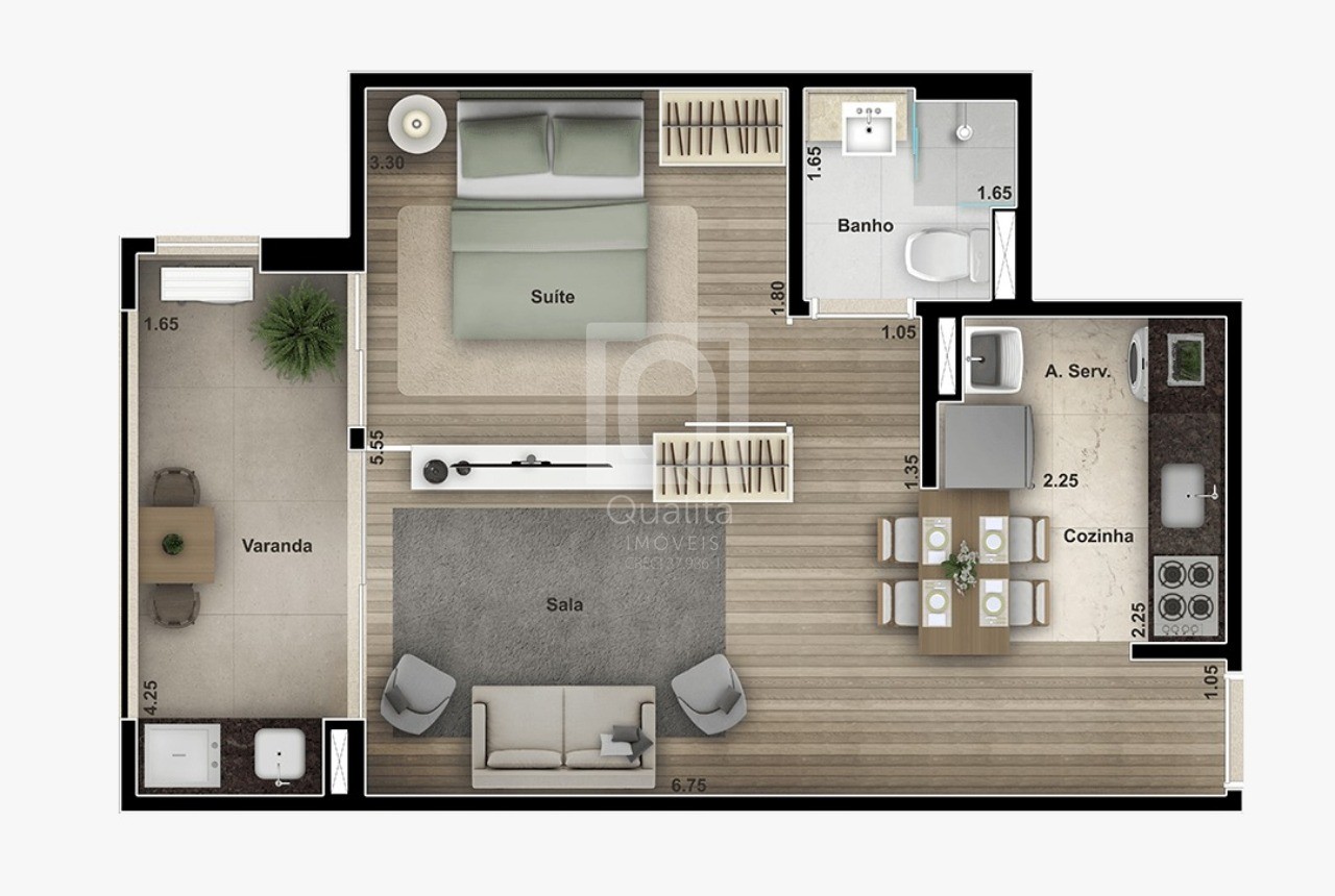 Apartamento, 1 quarto, 45 m² - Foto 3