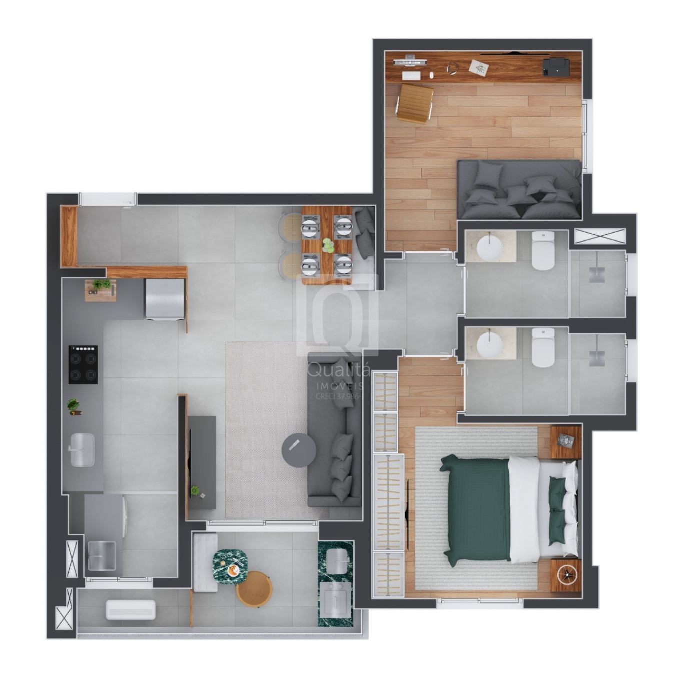 Apartamento, 2 quartos, 69 m² - Foto 2