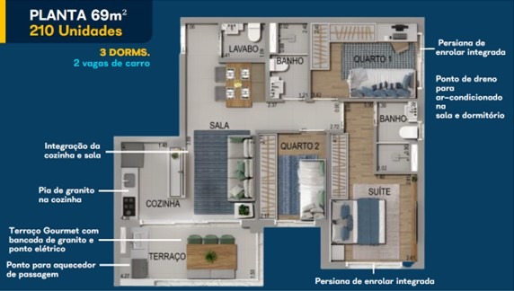 Apartamento, 2 quartos, 69 m² - Foto 3