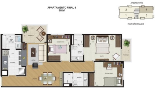 Apartamento, 3 quartos, 75 m² - Foto 2