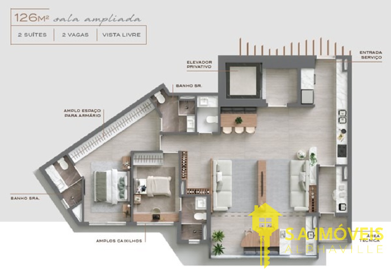 Apartamento, 3 quartos, 126 m² - Foto 2