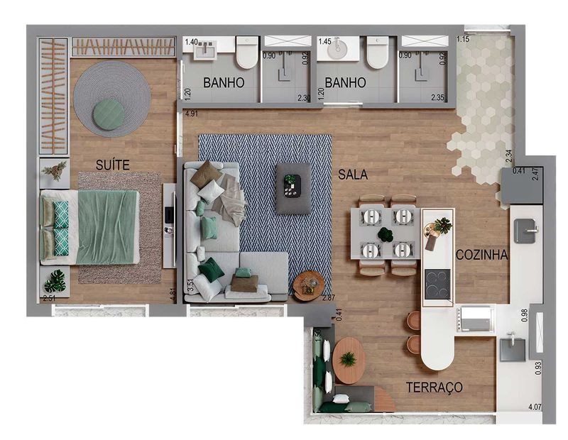 Apartamento, 1 quarto, 55 m² - Foto 1