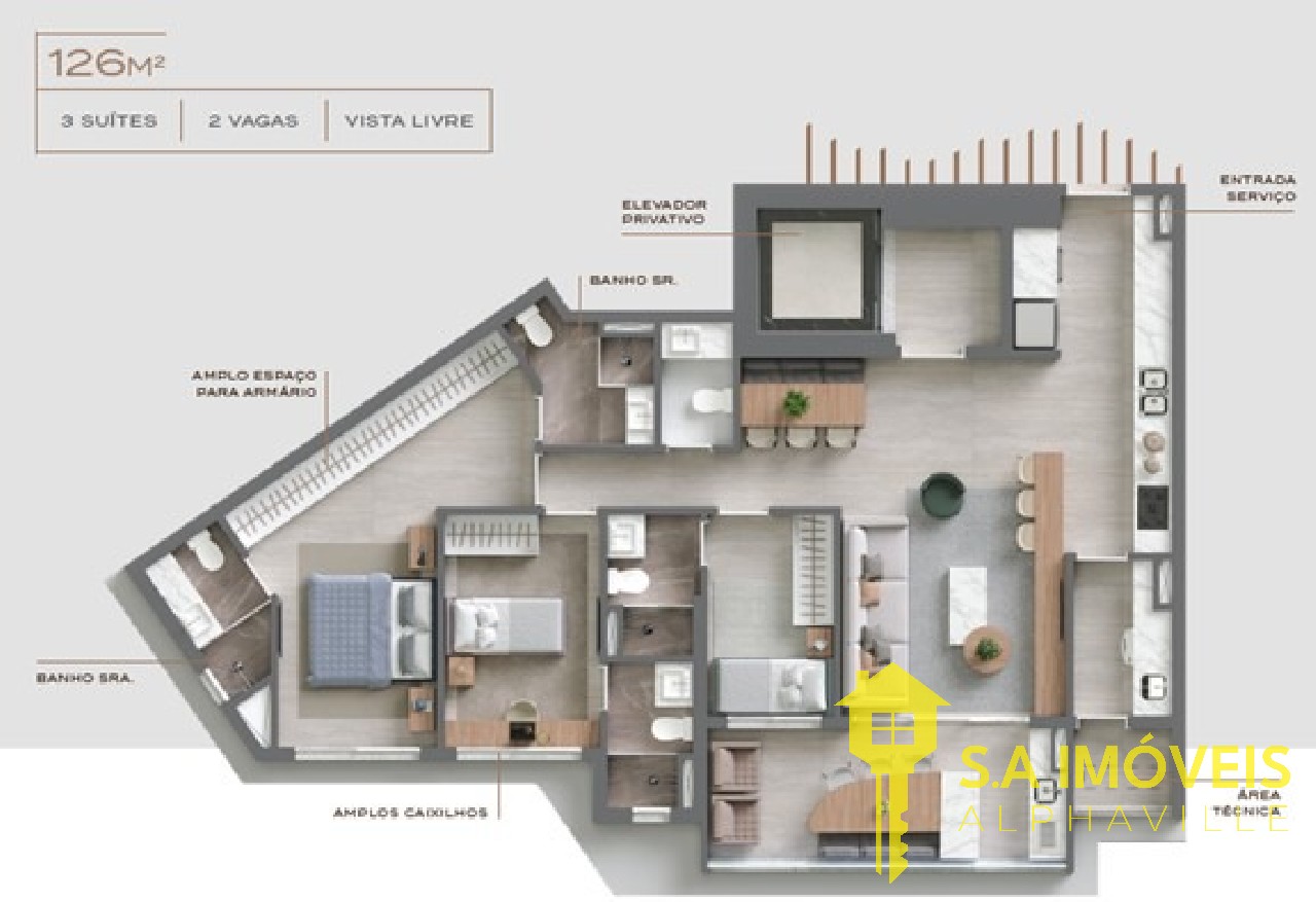 Apartamento, 3 quartos, 126 m² - Foto 3