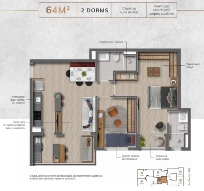 Apartamento, 2 quartos, 64 m² - Foto 2