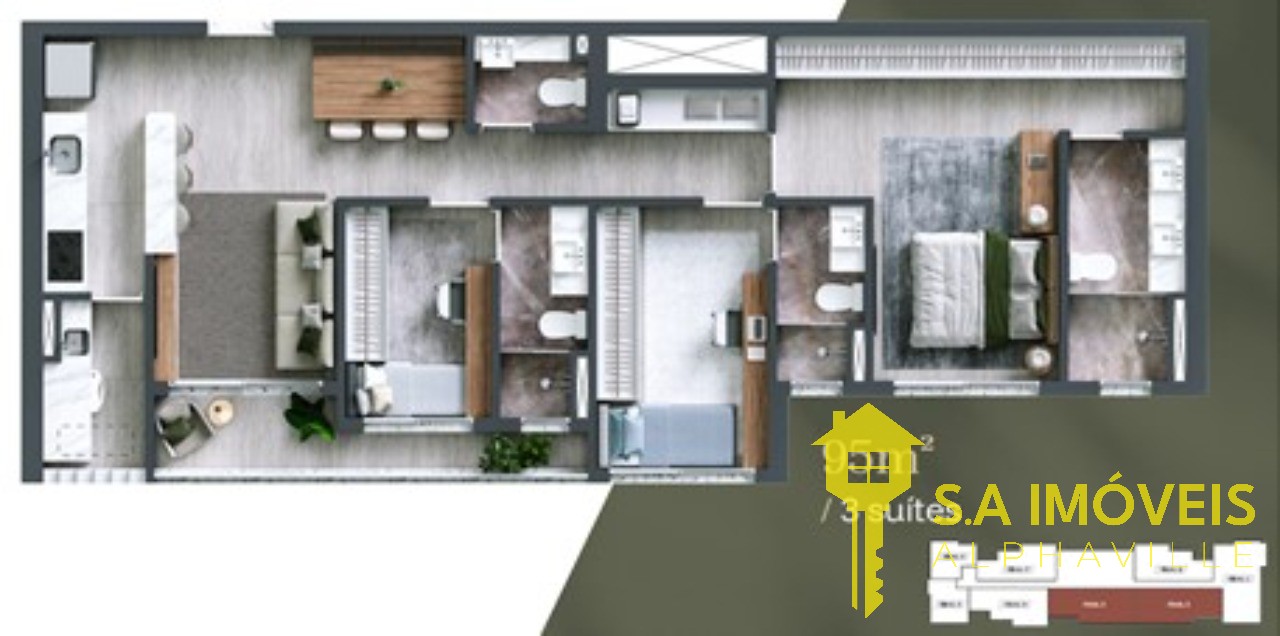 Apartamento, 3 quartos, 95 m² - Foto 2