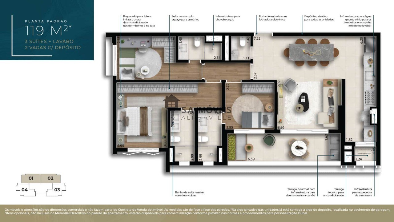 Apartamento, 3 quartos, 119 m² - Foto 3