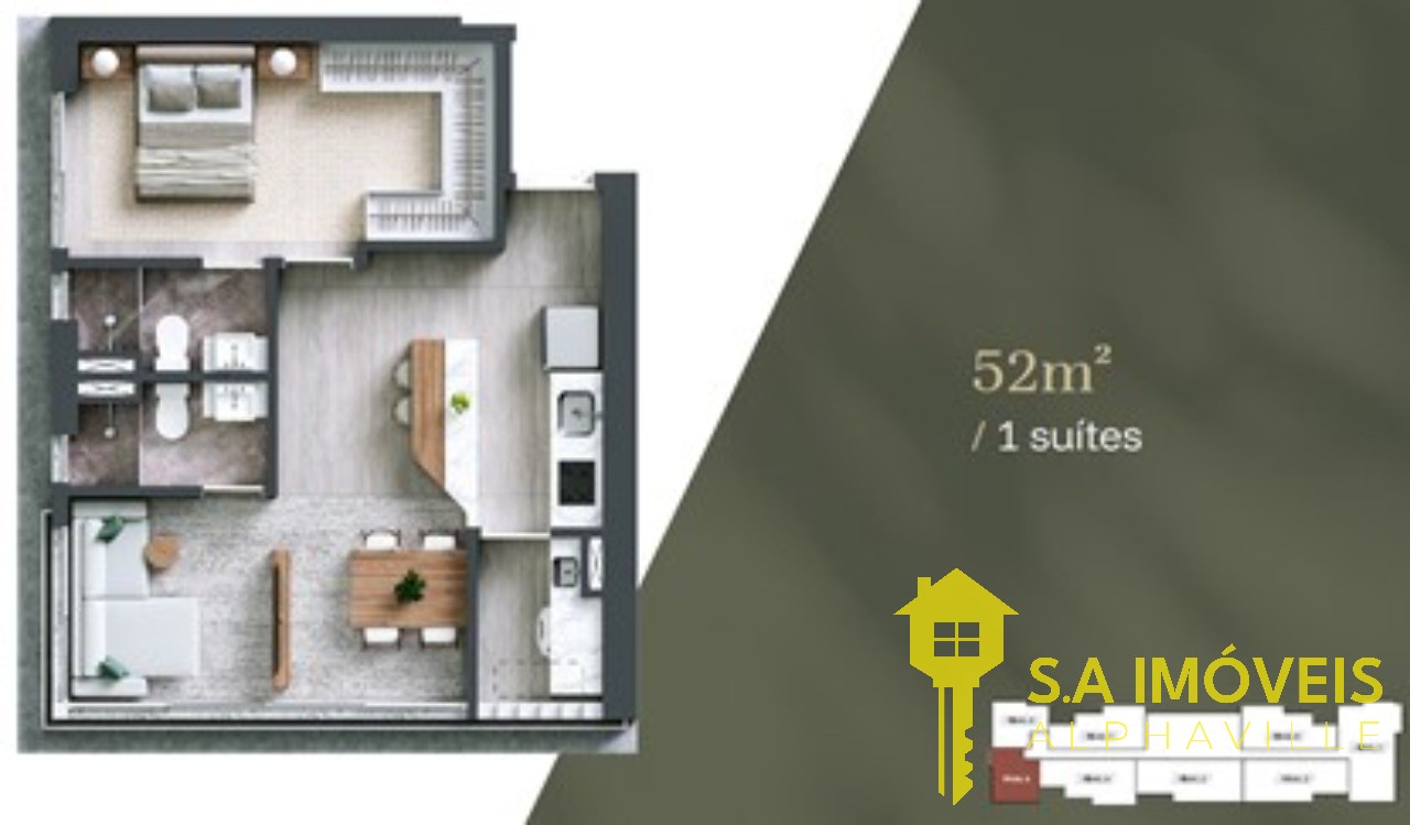 Apartamento, 1 quarto, 52 m² - Foto 2
