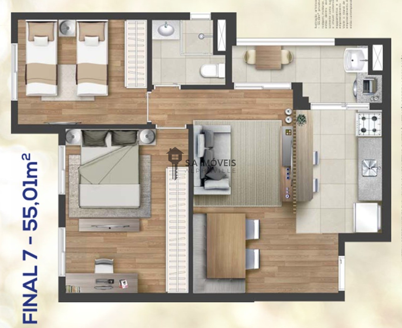 Apartamento, 2 quartos, 55 m² - Foto 2