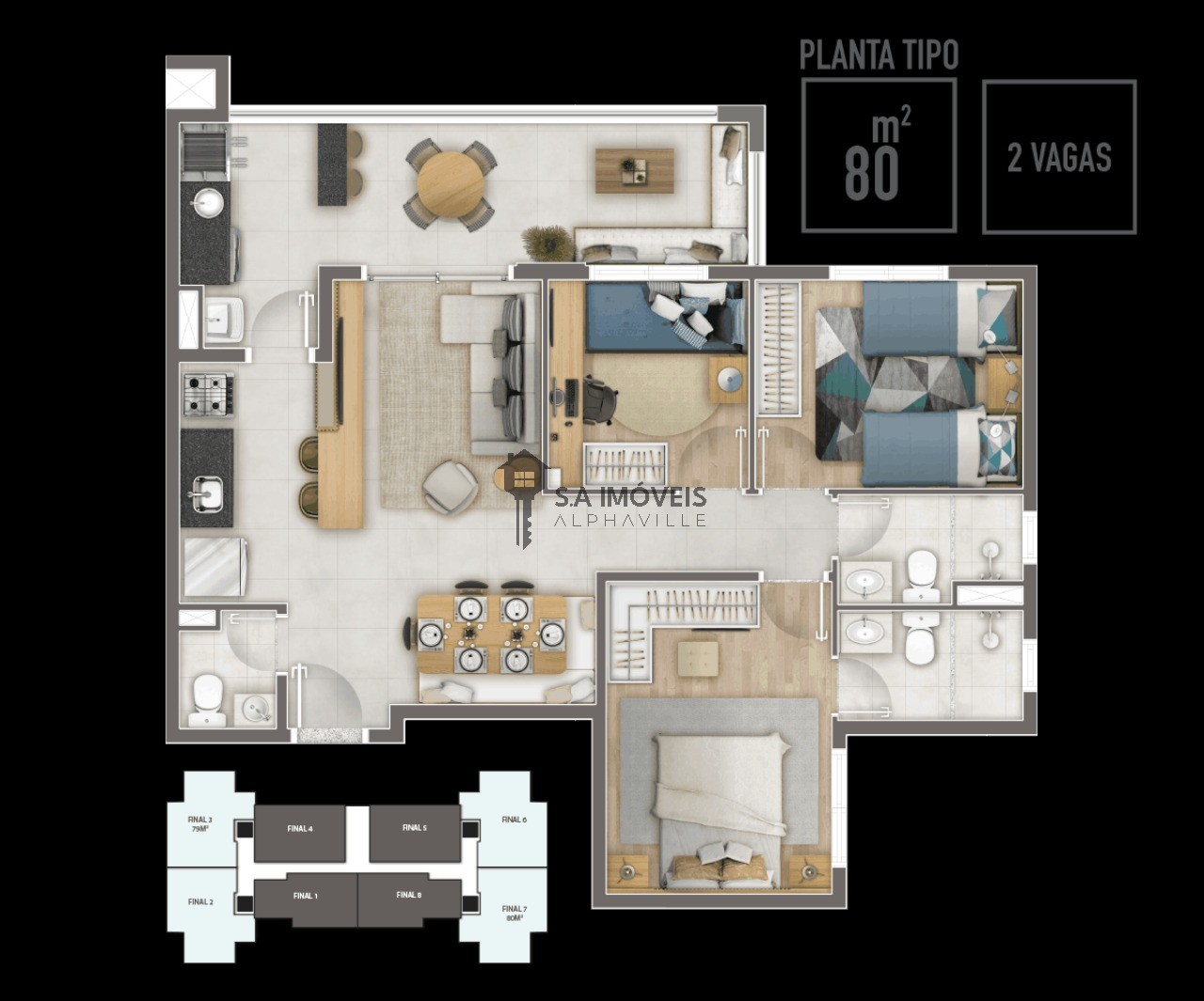 Apartamento, 3 quartos, 80 m² - Foto 2