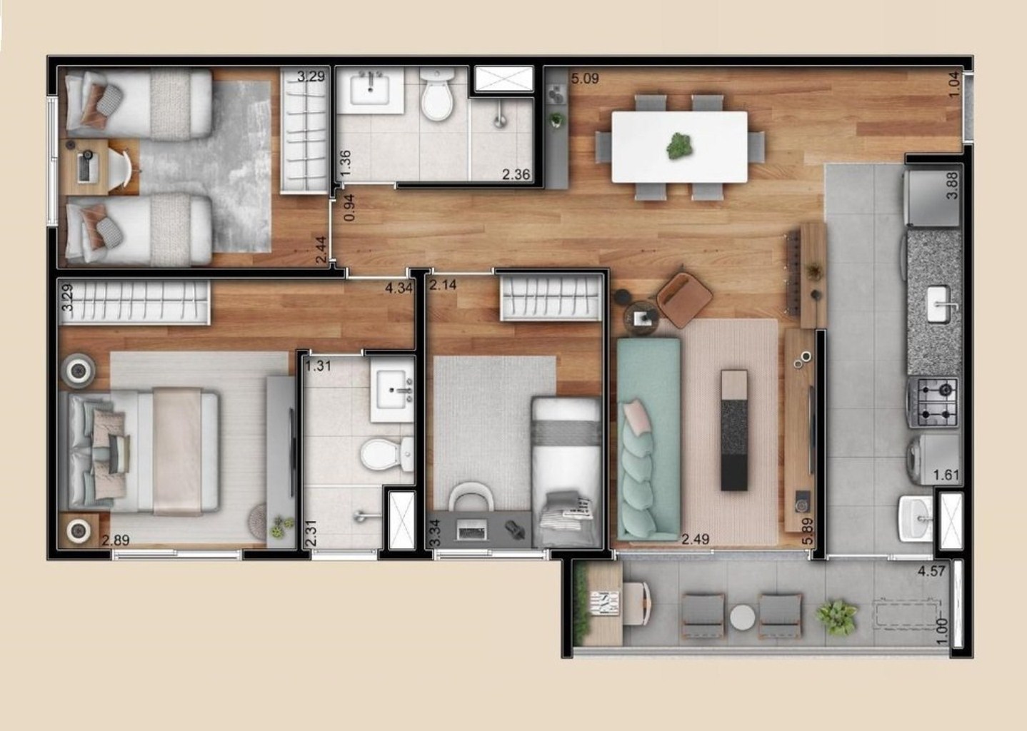 Apartamento, 3 quartos, 76 m² - Foto 24