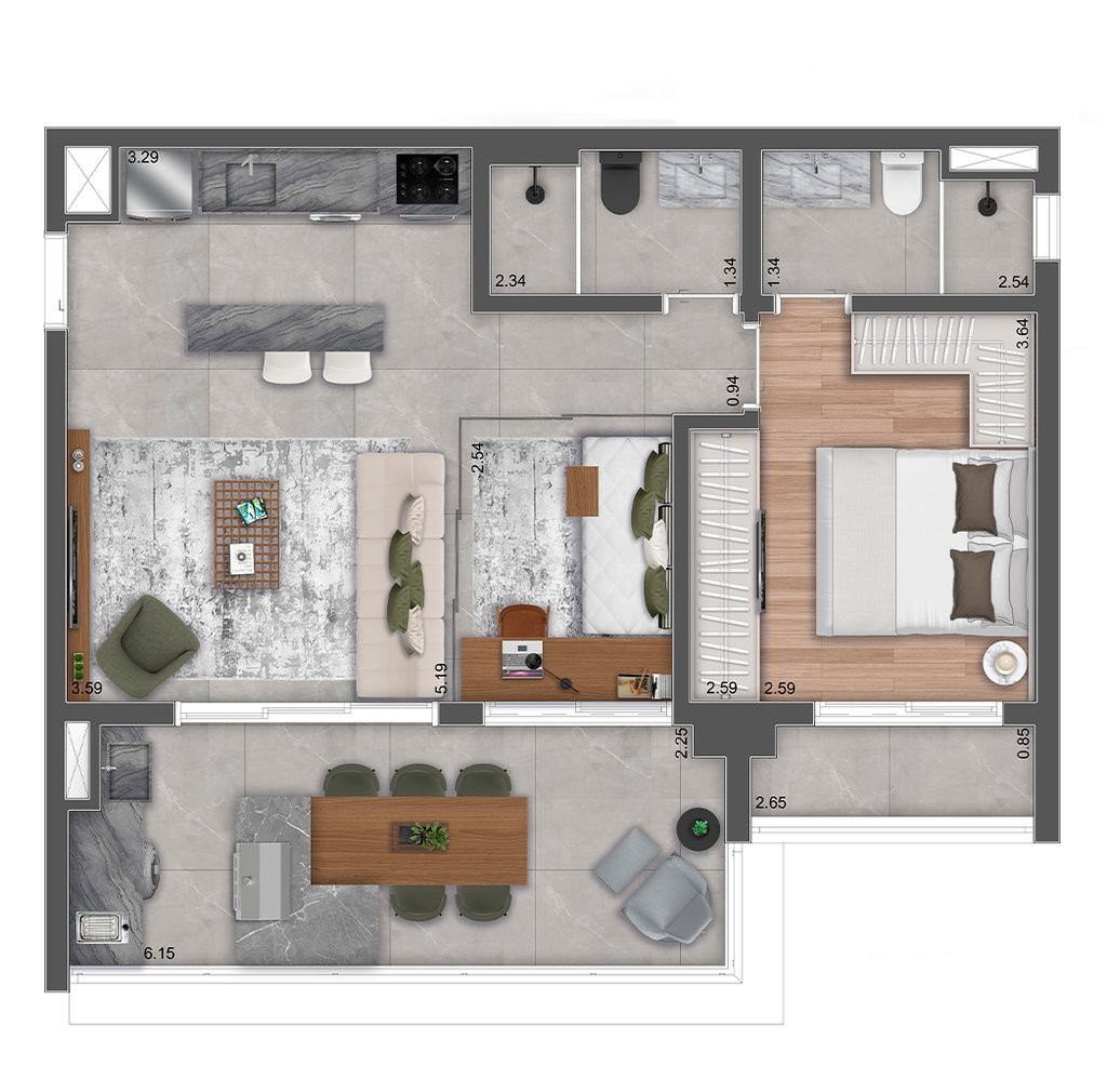 Apartamento, 1 quarto, 52 m² - Foto 50