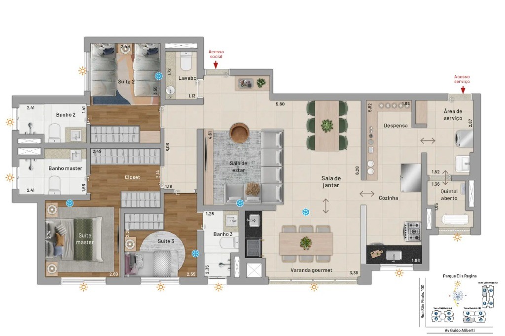 Apartamento, 3 quartos, 116 m² - Foto 23