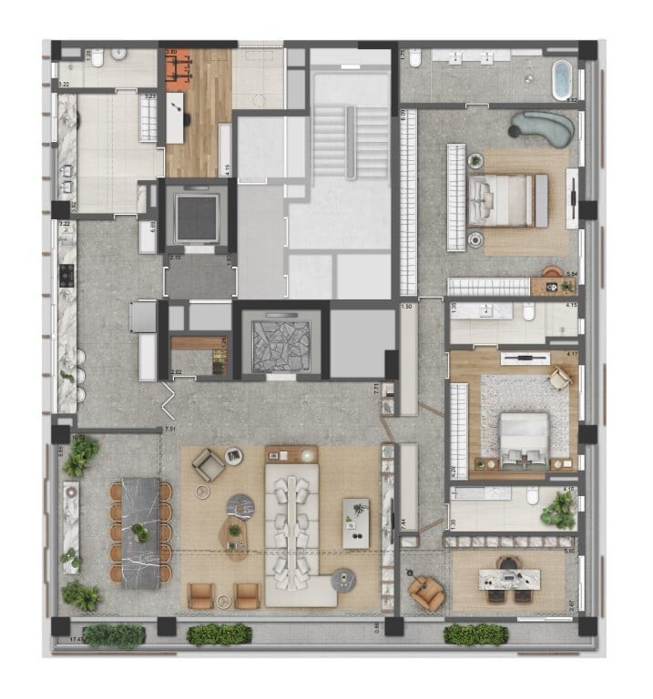 Apartamento de luxo no Condomínio Ayya Jardins, São Paulo-SP: 4 quartos, 4 suítes, 5 banheiros, 4 vagas na garagem, 288,00 m².
