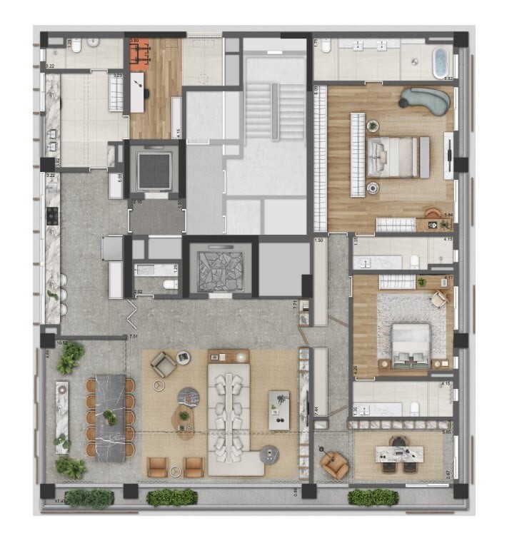 Apartamento de luxo no Condomínio Ayya Jardins, São Paulo-SP: 4 quartos, 4 suítes, 5 banheiros, 4 vagas na garagem, 288,00 m².