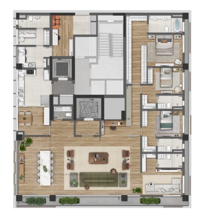 Apartamento de luxo no Condomínio Ayya Jardins, São Paulo-SP: 4 quartos, 4 suítes, 5 banheiros, 4 vagas na garagem, 288,00 m².