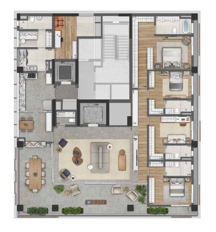 Apartamento de luxo no Condomínio Ayya Jardins, São Paulo-SP: 4 quartos, 4 suítes, 5 banheiros, 4 vagas na garagem, 288,00 m².