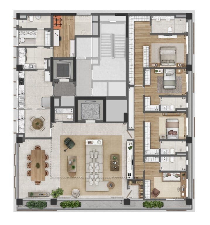 Apartamento de luxo no Condomínio Ayya Jardins, São Paulo-SP: 4 quartos, 4 suítes, 5 banheiros, 4 vagas na garagem, 288,00 m².