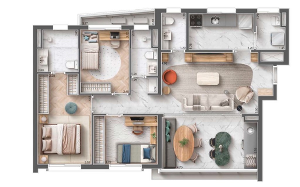 Luxuoso apartamento de 4 quartos em Perdizes, 2 suítes, 3 banheiros, 2 vagas de garagem. 145m² no Condomínio Reserva Cortês.