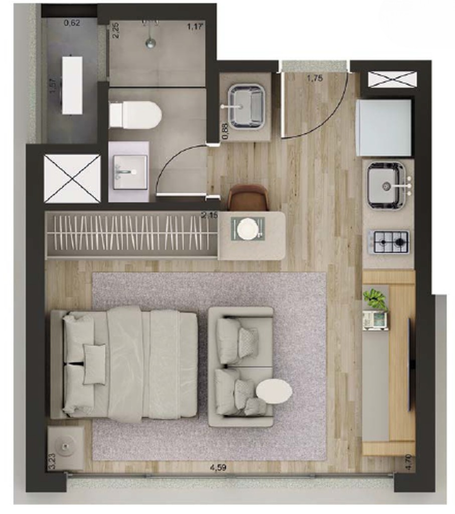 Apartamento, 1 quarto, 26 m² - Foto 8