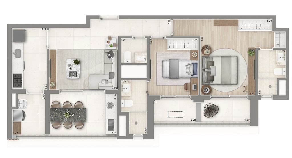Apartamento à venda na Vila Mariana: 3 quartos, 3 suítes, 5 banheiros, 2 vagas de garagem, 132,50 m² de área no Condomínio The Palace Oasis.