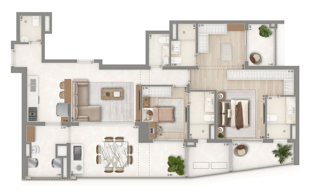 Apartamento à venda na Vila Mariana: 3 quartos, 3 suítes, 5 banheiros, 2 vagas de garagem, 132,50 m² de área no Condomínio The Palace Oasis.
