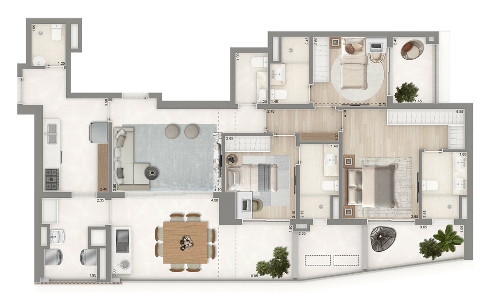 Apartamento de alto padrão à venda em São Paulo-SP, Vila Mariana - 3 quartos, 3 suítes, 4 banheiros, 2 vagas na garagem, 127m² - Condomínio The Palace Oasis.
