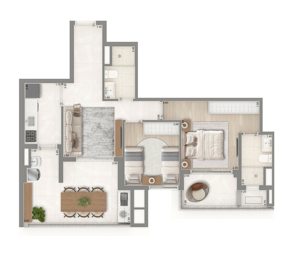 Apartamento de 2 quartos com suíte e vaga na Vila Mariana, SP - Condomínio The Palace Oasis