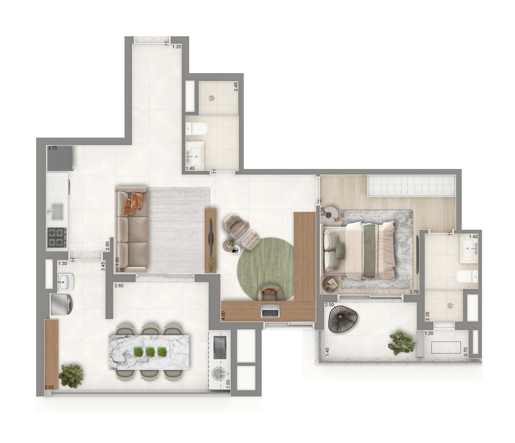 Apartamento de 2 quartos com suíte e vaga na Vila Mariana, SP - Condomínio The Palace Oasis