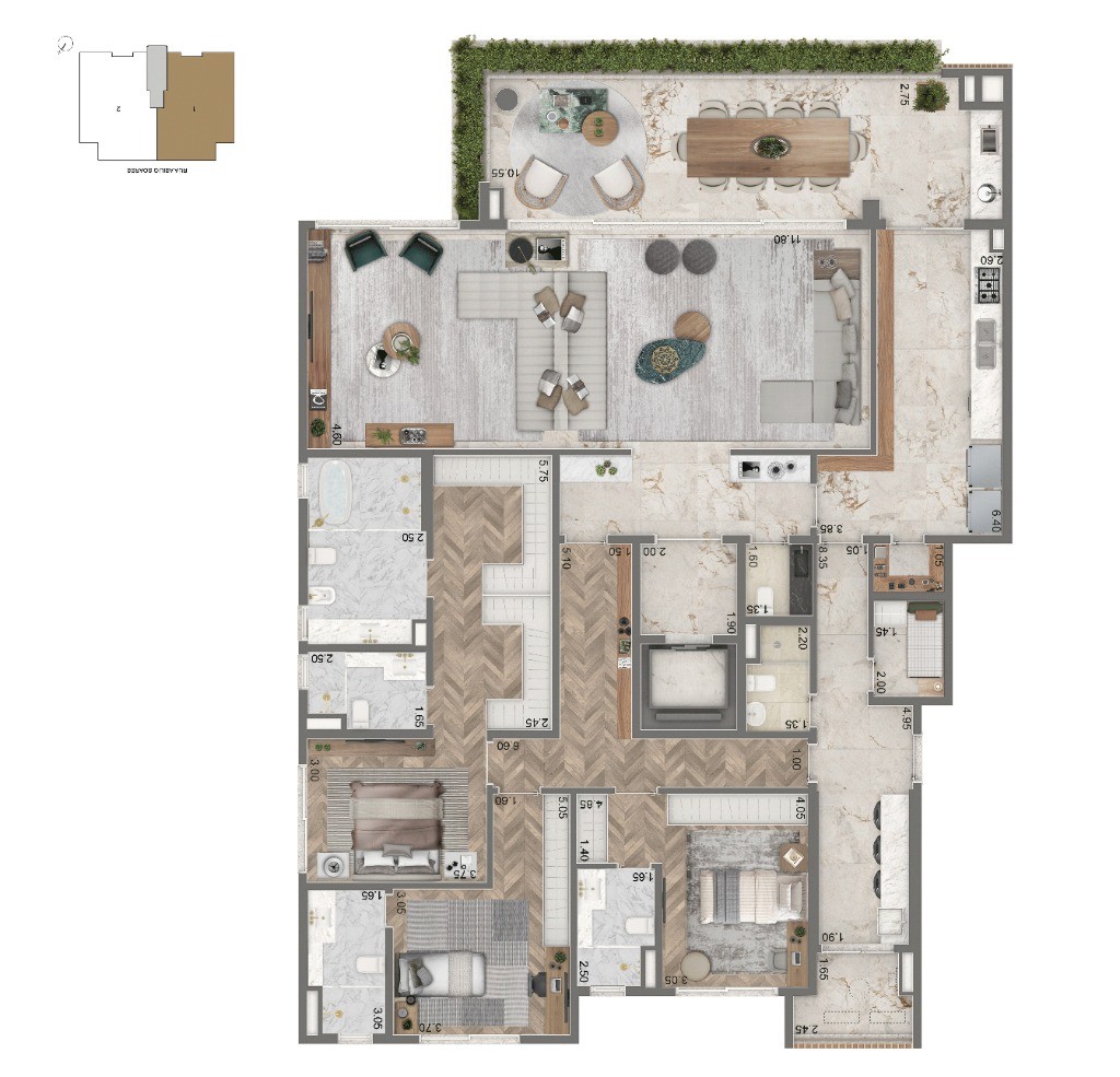 Apartamento de luxo à venda em São Paulo-SP, no bairro Ibirapuera com 3 quartos, 3 suítes e 232m² - Condomínio Portrait design by Cyrela