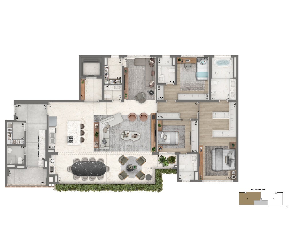 Apartamento de luxo à venda em São Paulo-SP, no bairro Ibirapuera com 3 quartos, 3 suítes e 232m² - Condomínio Portrait design by Cyrela