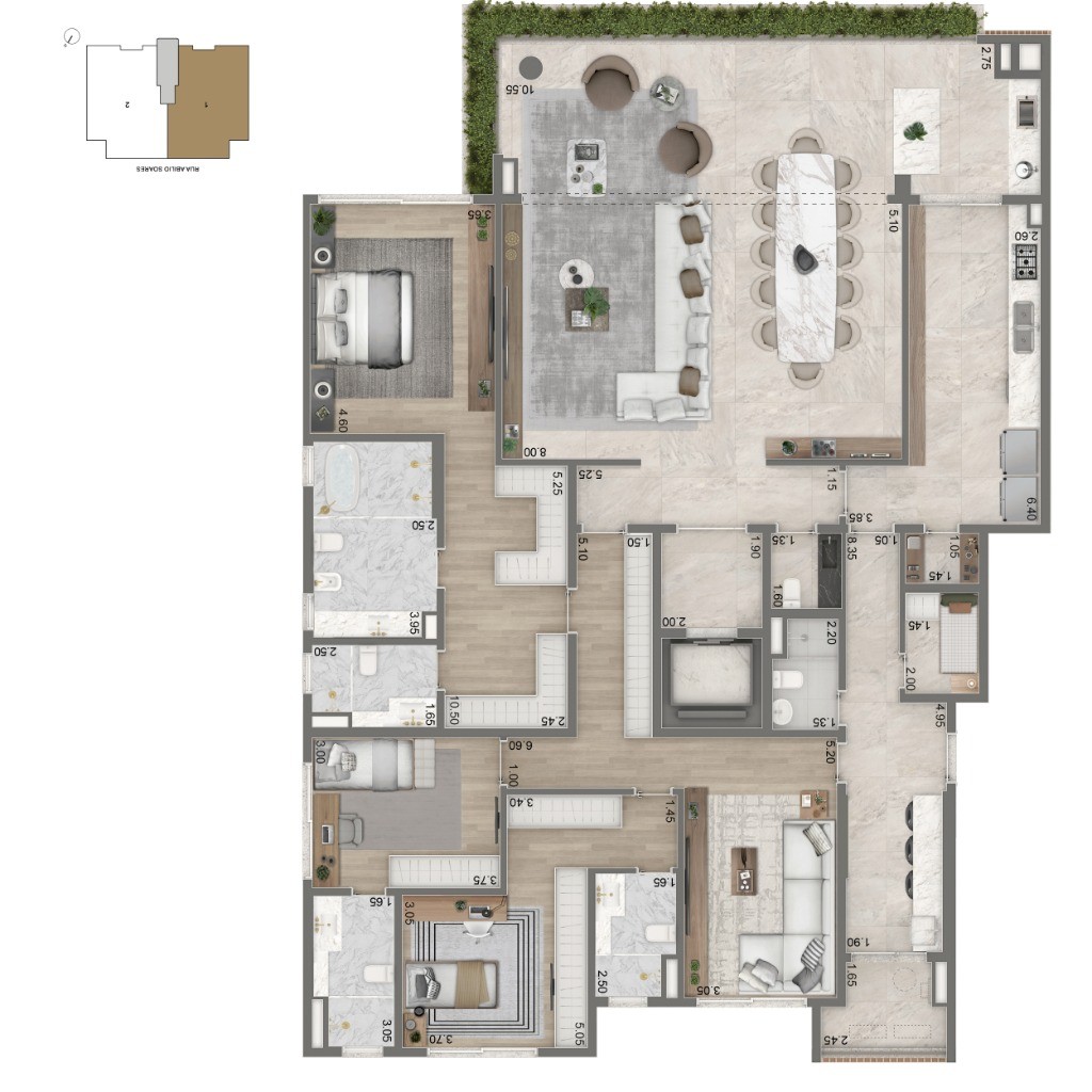 Apartamento de luxo em São Paulo-SP, Ibirapuera: 4 quartos, 2 suítes, 4 banheiros, 3 vagas de garagem e 272m² na Cyrela.