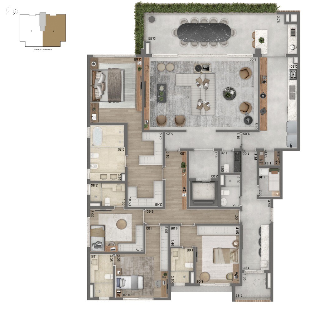 Apartamento de luxo em São Paulo-SP, Ibirapuera: 4 quartos, 2 suítes, 4 banheiros, 3 vagas de garagem e 272m² na Cyrela.