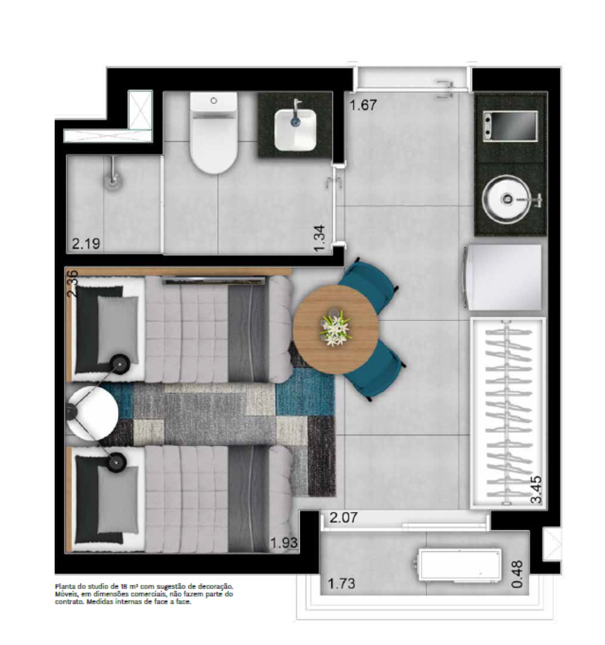 Studio de 1 quarto à venda em condomínio de luxo em Perdizes, São Paulo-SP: Condomínio W Be Perdizes