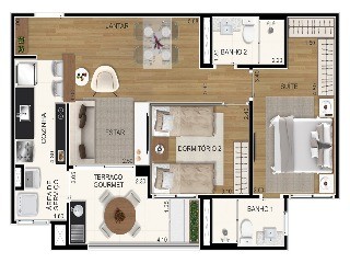 Apartamento, 2 quartos, 63 m² - Foto 2