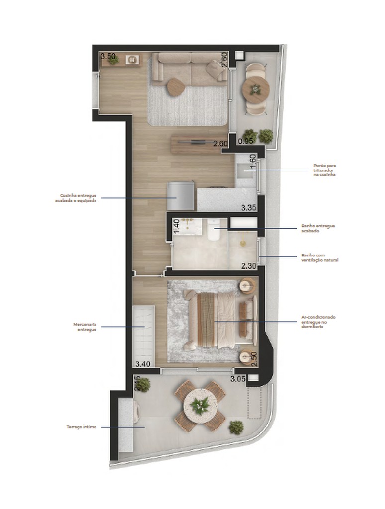 Apartamento à venda em Pinheiros, SP - 2 quartos, 2 suítes, 3 banheiros e 2 vagas de garagem - 105 m² - Condomínio Aero Design by Pininfarina.