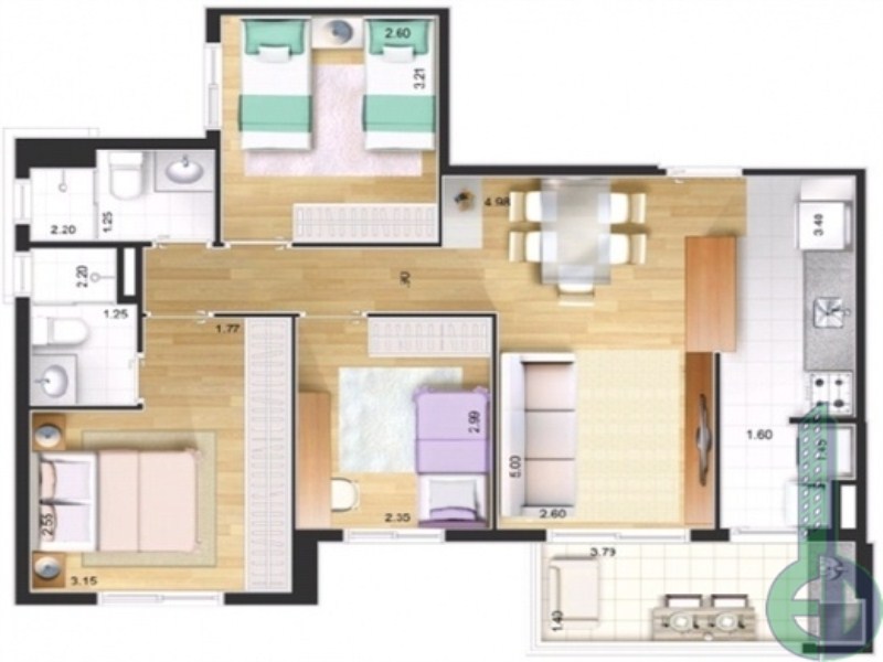 Apartamento, 3 quartos, 72 m² - Foto 3