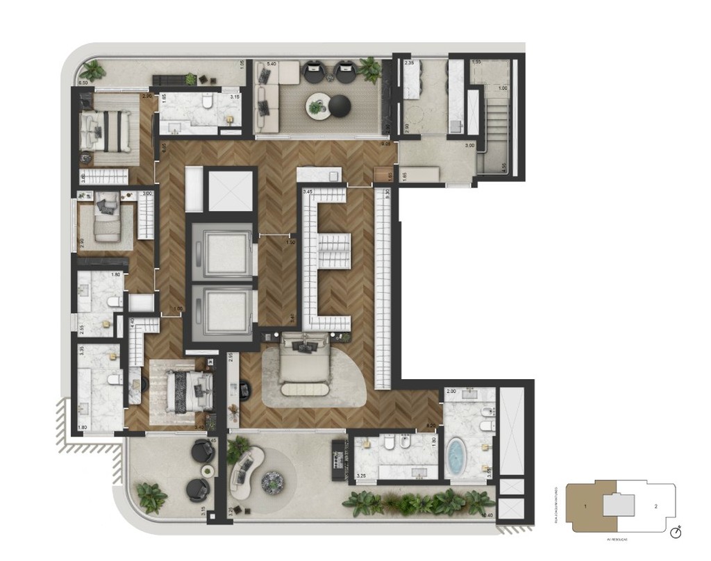 Apartamento de luxo no Condomínio Capri Lifestyle em Pinheiros-SP: 4 quartos, 4 suítes, 5 banheiros, 3 vagas, 246,80 m².