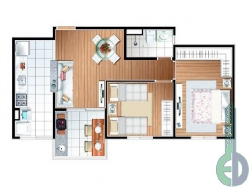 Apartamento, 2 quartos, 54 m² - Foto 2